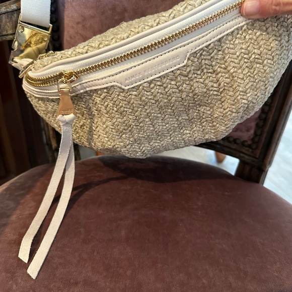 Aimee Kestenberg Handbags - Aimee Kestenberg Cabo leather Chalk  and  raffia Sling bag